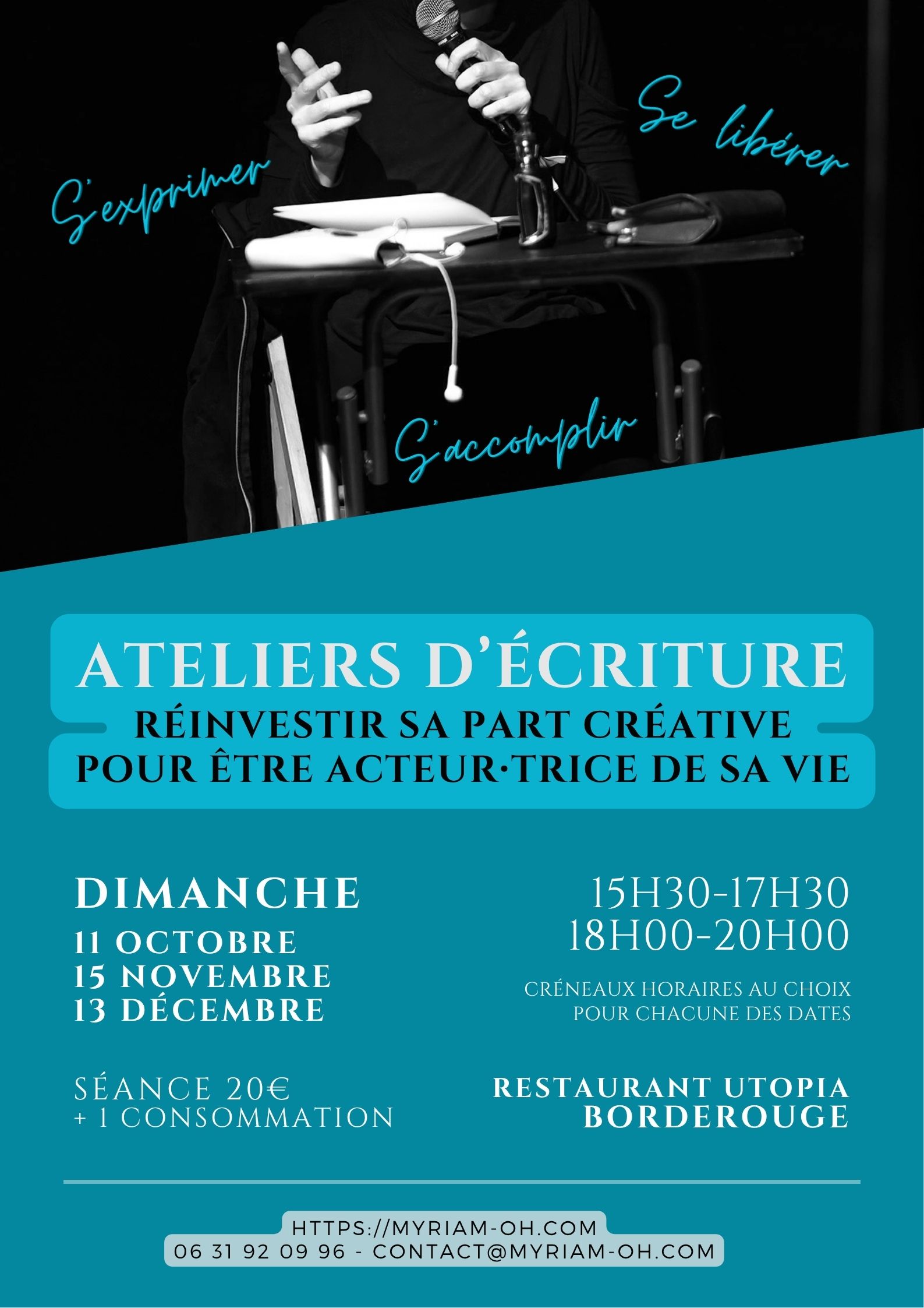 Ateliers écriture créative - 4ème trimestre 2026 - Myriam OH - Toulouse - Borderouge